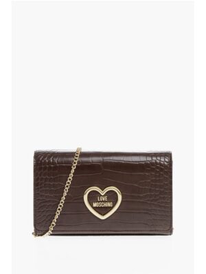 Moschino LOVE Crocodile Effect Faux Leather Bag with Golden Chain