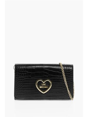 Moschino LOVE Crocodile Effect Faux Leather Bag with Golden Chain