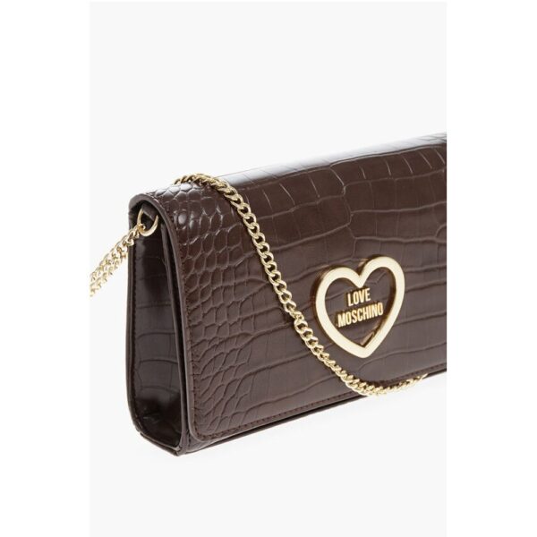 Moschino LOVE Crocodile Effect Faux Leather Bag with Golden Chain - Image 3