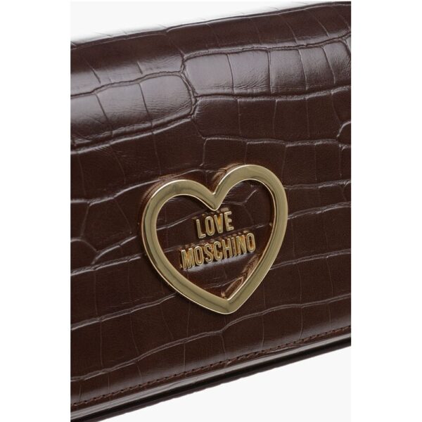 Moschino LOVE Crocodile Effect Faux Leather Bag with Golden Chain - Image 4