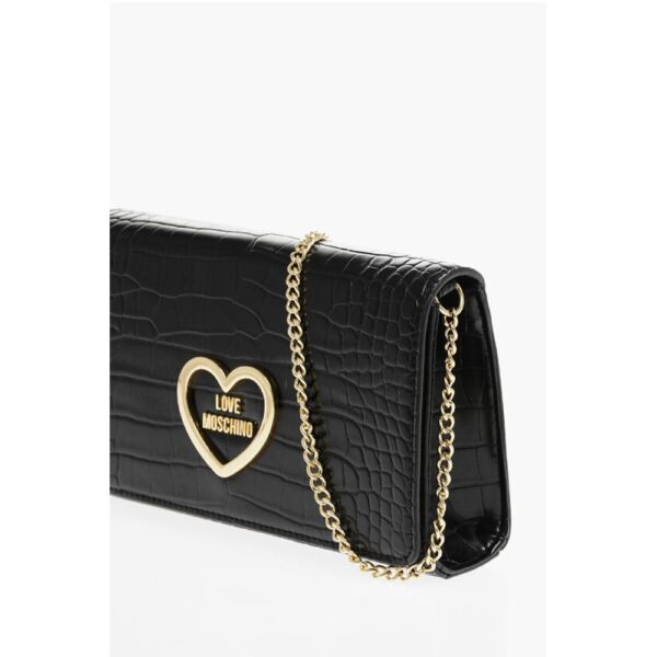 Moschino LOVE Crocodile Effect Faux Leather Bag with Golden Chain - Image 3