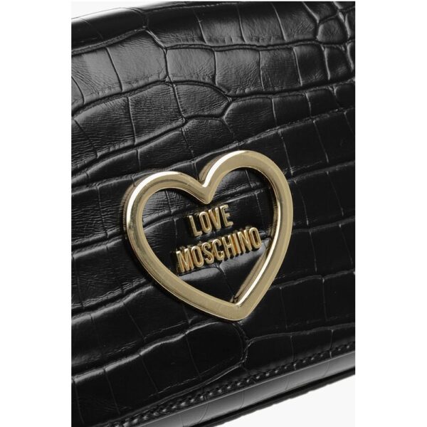Moschino LOVE Crocodile Effect Faux Leather Bag with Golden Chain - Image 4