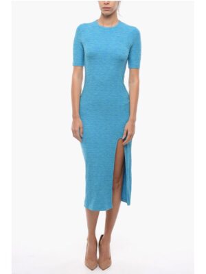 Samsoe Samsoe Shorts Sleeve HILDE Bodycon Maxi Dress with Slit Frontal