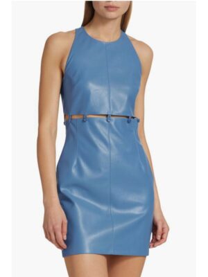 Nanushka Vegan-leather LAYAN Mini Dress with Button Loop Detail