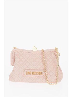 Moschino LOVE Quilted Faux Leather Bag with Golden Chain and Heart De