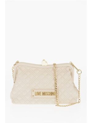 Moschino LOVE Quilted Faux Leather Bag with Golden Chain and Heart De