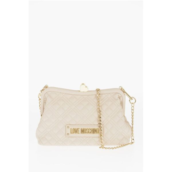 Moschino LOVE Quilted Faux Leather Bag with Golden Chain and Heart De
