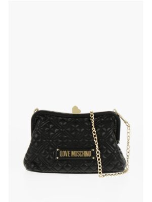 Moschino LOVE Quilted Faux Leather Bag with Golden Chain and Heart De