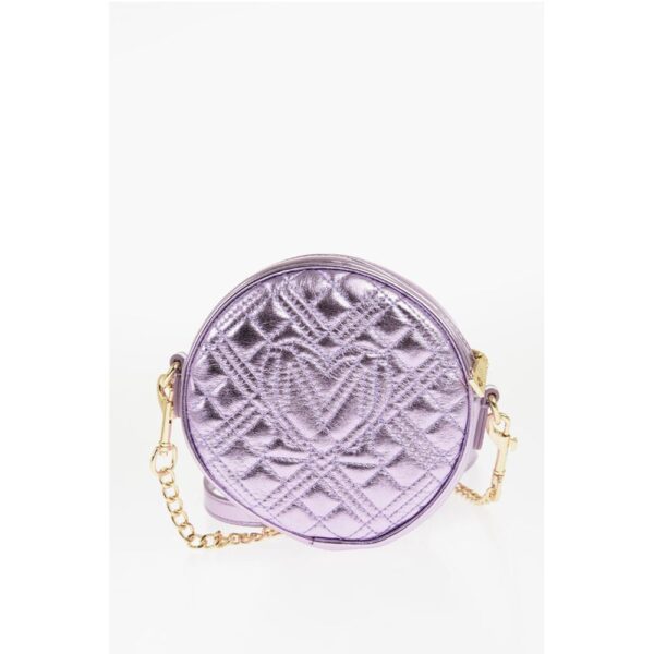 Moschino LOVE Quilted Metallic Faux Leather Bag with Heart-Shaped Poc - Image 2