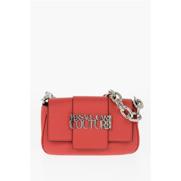 Versace JEANS COUTURE Textured Faux Leather Crossbody Bag with Silve