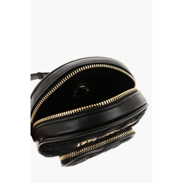 Moschino LOVE Faux Leather and Fabric Round Crossbody Bag with Heart - Image 5