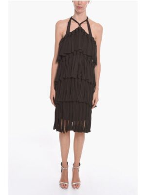 Bottega Veneta Halter Neck LOOPS Silk Blend Dress
