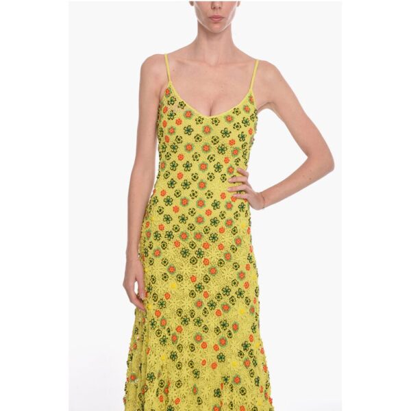 Bottega Veneta Viscose-crochet Flared Dress with Beaded Floral Motif - Image 4