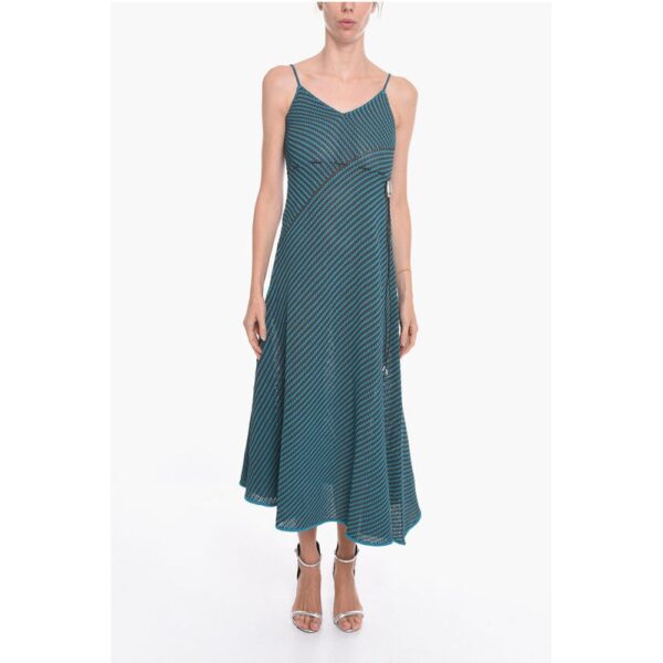 Bottega Veneta Striped Cotton Blend Maxidress with Drawstring
