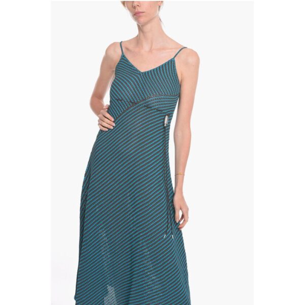 Bottega Veneta Striped Cotton Blend Maxidress with Drawstring - Image 4