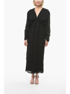 Birgitte Herskind Checked RYAN Maxi Dress with billowing Sleeve and V-Neck