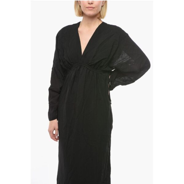 Birgitte Herskind Checked RYAN Maxi Dress with billowing Sleeve and V-Neck - Image 4