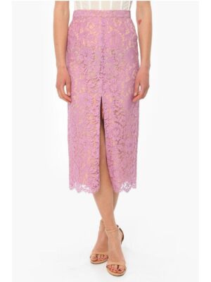 Super Blond Lace Long Skirt with Petticoat and Front Vent