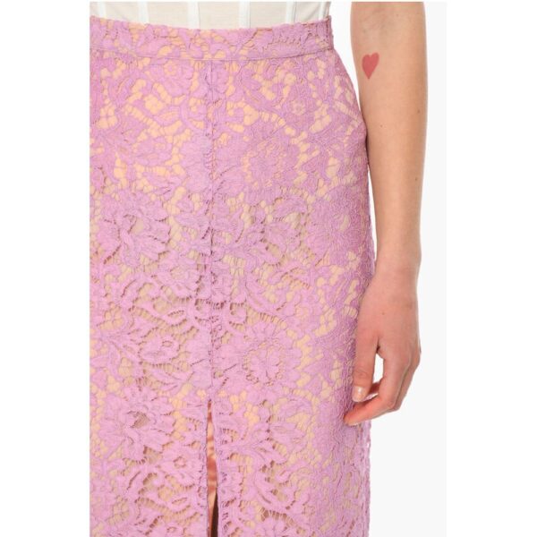 Super Blond Lace Long Skirt with Petticoat and Front Vent - Image 3