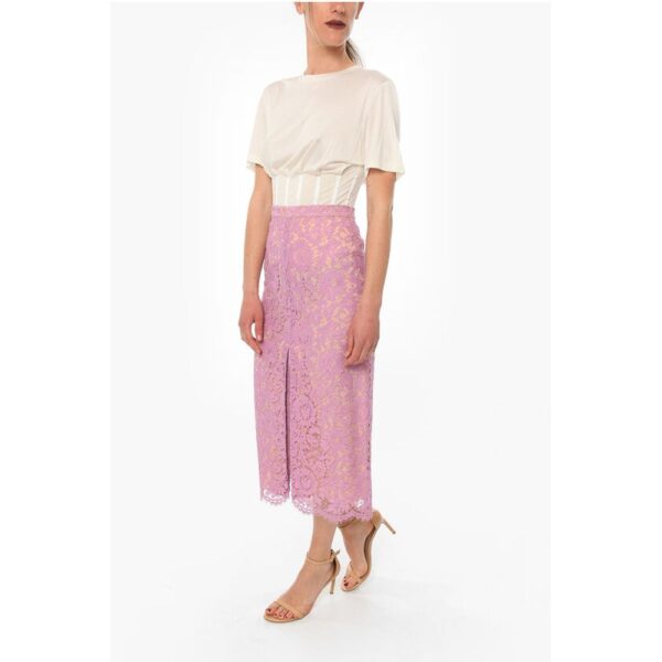 Super Blond Lace Long Skirt with Petticoat and Front Vent - Image 4