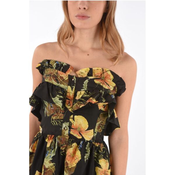 Philipp Plein COUTURE floral-print silk APPEAL strapless maxi asymmetrical - Image 3