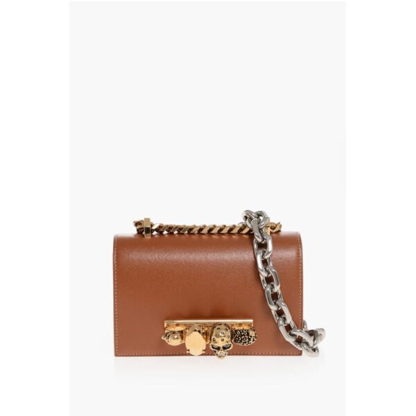 Alexander McQueen Leather JEWELLED SATCHEL Mini Bag with Shoulder Chain