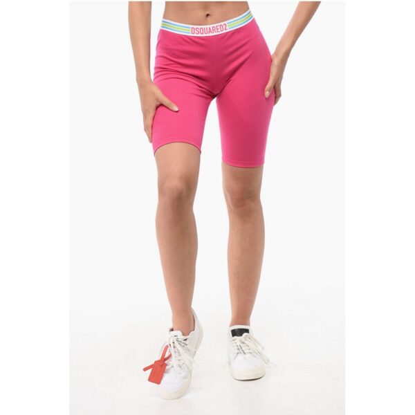Dsquared² Cotton Stretch Cycling Shorts with Logoed Band