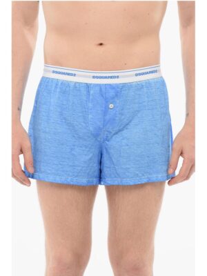 Dsquared² Linen Blend Boxers With Logoed Waistband