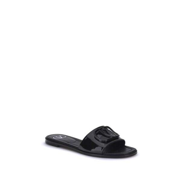 Valentino Garavani Patent leathe VLogo slide Sandals - Image 2