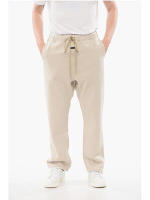 Fear Of God Solid Color Cotton Joggers with Contrasting Logo Patch