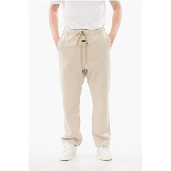 Fear Of God Solid Color Cotton Joggers with Contrasting Logo Patch