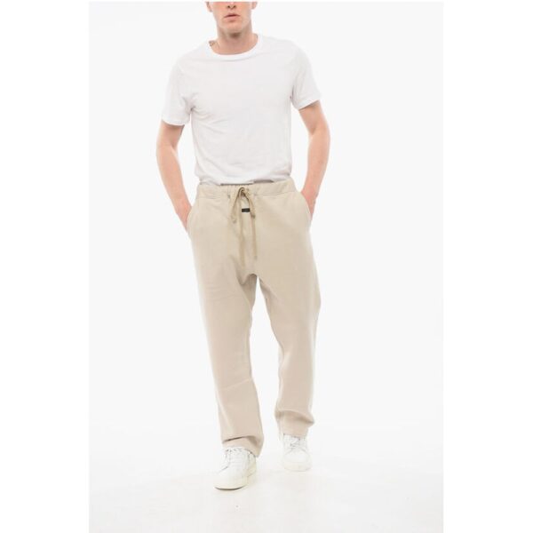 Fear Of God Solid Color Cotton Joggers with Contrasting Logo Patch - Image 4