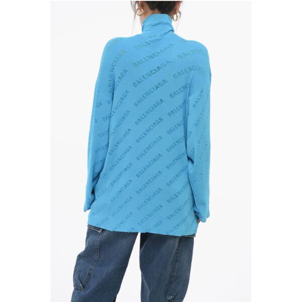 Balenciaga Turtleneck Ribbed Sweater with All-Over Monogram Pattern - Image 2