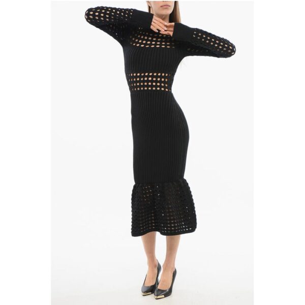 Alexander McQueen Openwork Knitted Trumpet Dress - Image 4