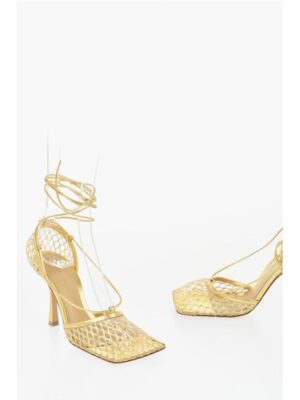 Bottega Veneta Metallic Leather and Mesh Lace-Up Sandals with Squared Toe 9