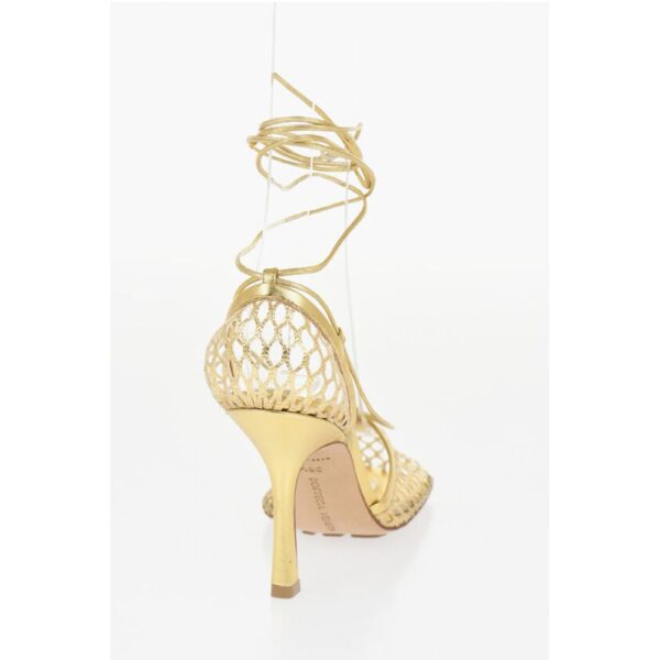 Bottega Veneta Metallic Leather and Mesh Lace-Up Sandals with Squared Toe 9 - Image 2