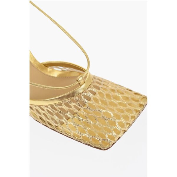 Bottega Veneta Metallic Leather and Mesh Lace-Up Sandals with Squared Toe 9 - Image 4