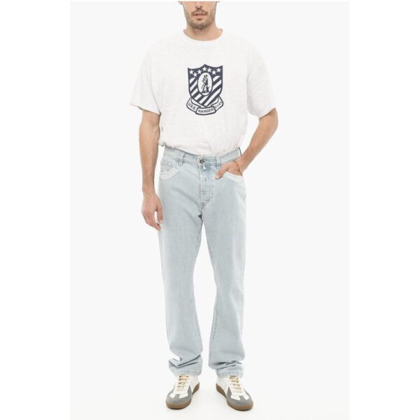 032c Light Wash Regular Fit Jeans with Metal Logo 20cm - Image 5
