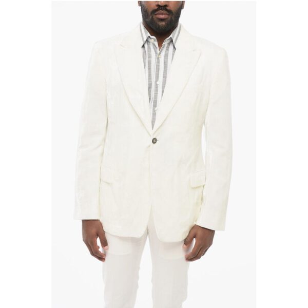 Armani EMPORIO Jacquard Velour Blazer with Peak Lapel