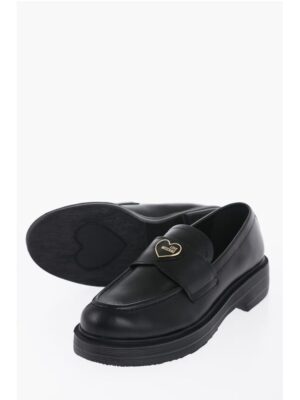 Moschino LOVE Leather Loafers with Heart-Shaped Detail