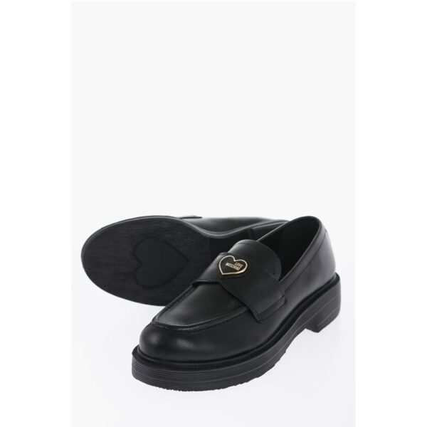 Moschino LOVE Leather Loafers with Heart-Shaped Detail