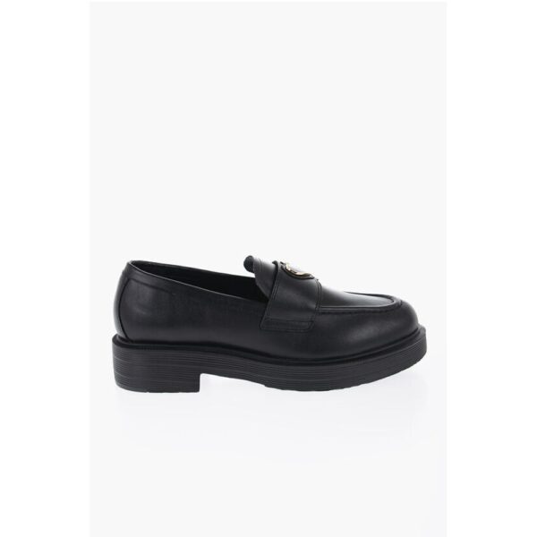 Moschino LOVE Leather Loafers with Heart-Shaped Detail - Image 3