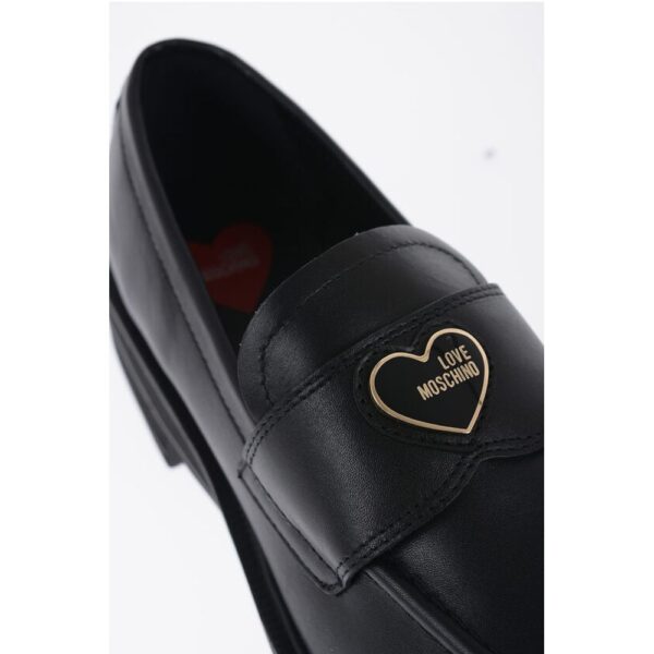 Moschino LOVE Leather Loafers with Heart-Shaped Detail - Image 4
